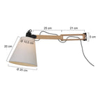 Applique murale en bois naturel avec abat-jour conique blanc, dimensions adaptables