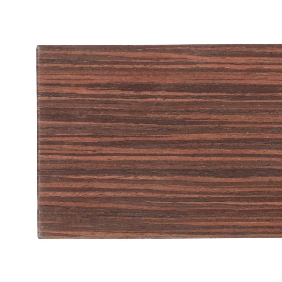 Pièce rectangulaire en bois foncé avec grain horizontal, éclairage LED intégré