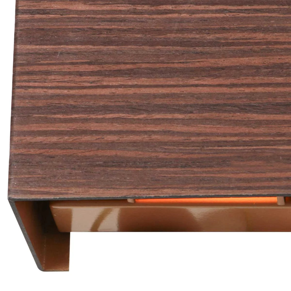 Coin de table en bois à grain marron pour applique murale zébré intérieur doré à LED