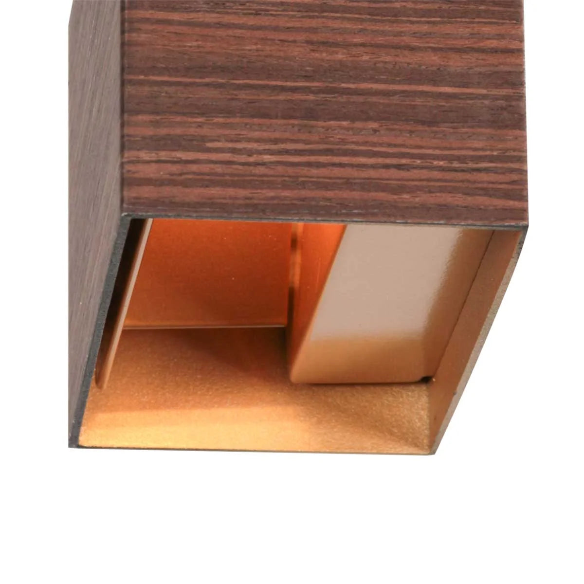Applique murale en bois zébré avec intérieur doré et LED intégrée