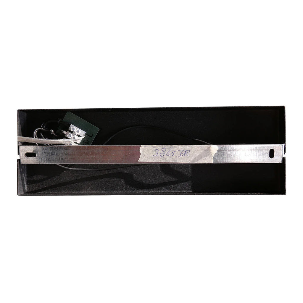 Barre métallique rectangulaire dans une boîte noire pour Applique murale bronze verre ambré