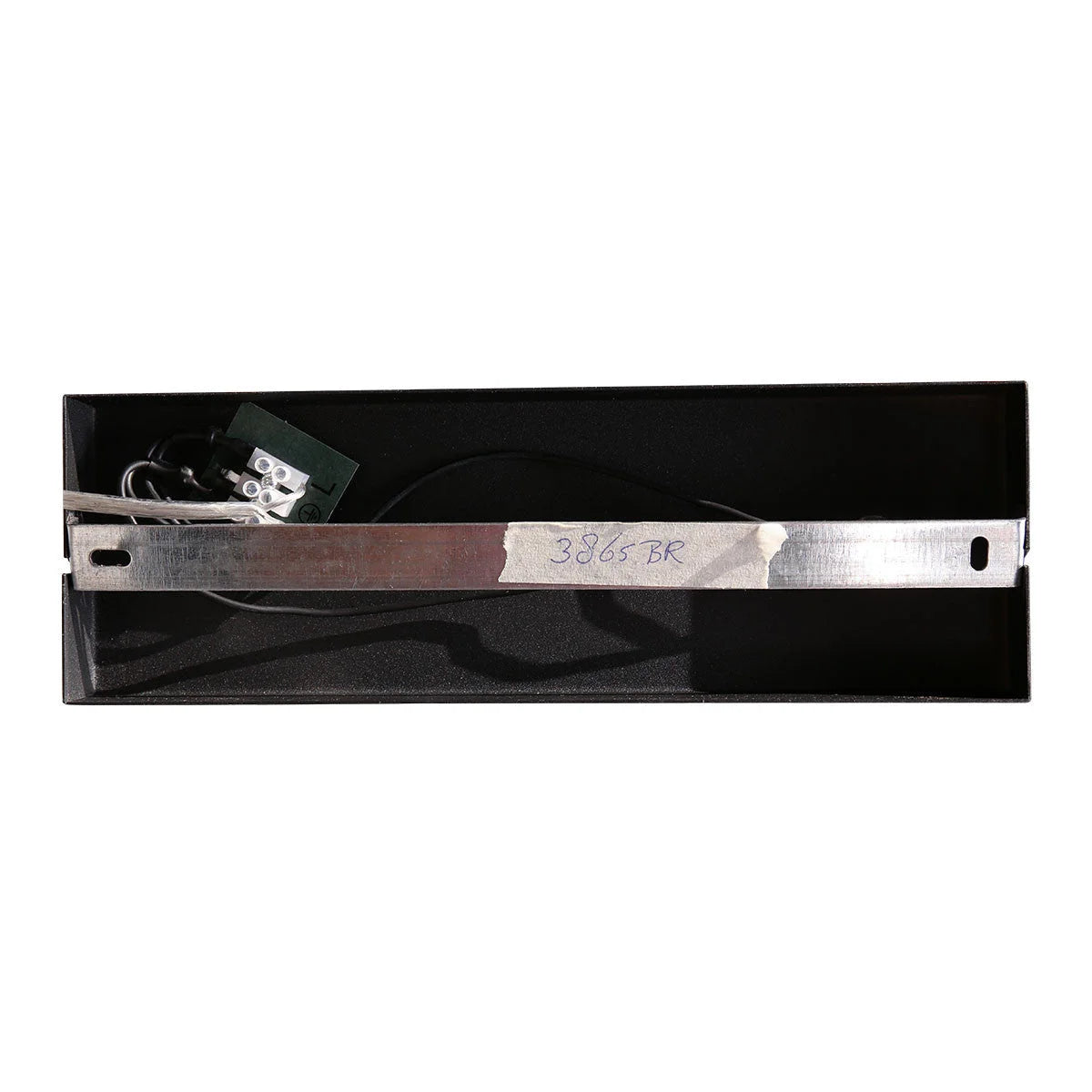 Barre métallique rectangulaire dans une boîte noire pour Applique murale bronze verre ambré