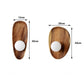 Dimensions et détails techniques de l’applique murale en bois naturel, disponible en différentes tailles.