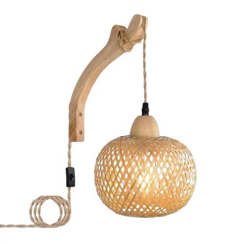 Applique murale filaire en rotin fond blanc