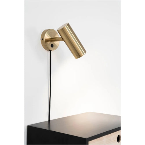 Applique murale en laiton doré avec tête cylindrique et bras ajustable H22 cm