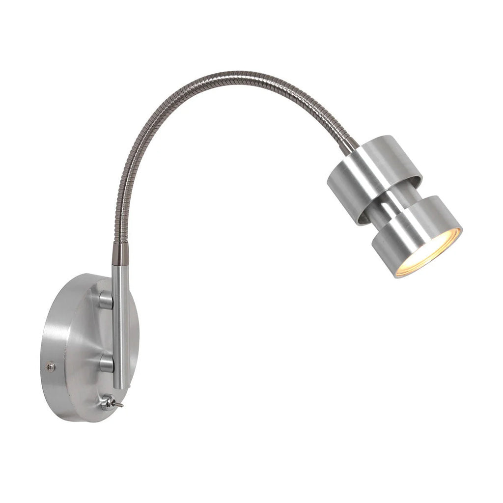 Applique murale en métal argenté avec tête orientable, H33 cm, intérieur