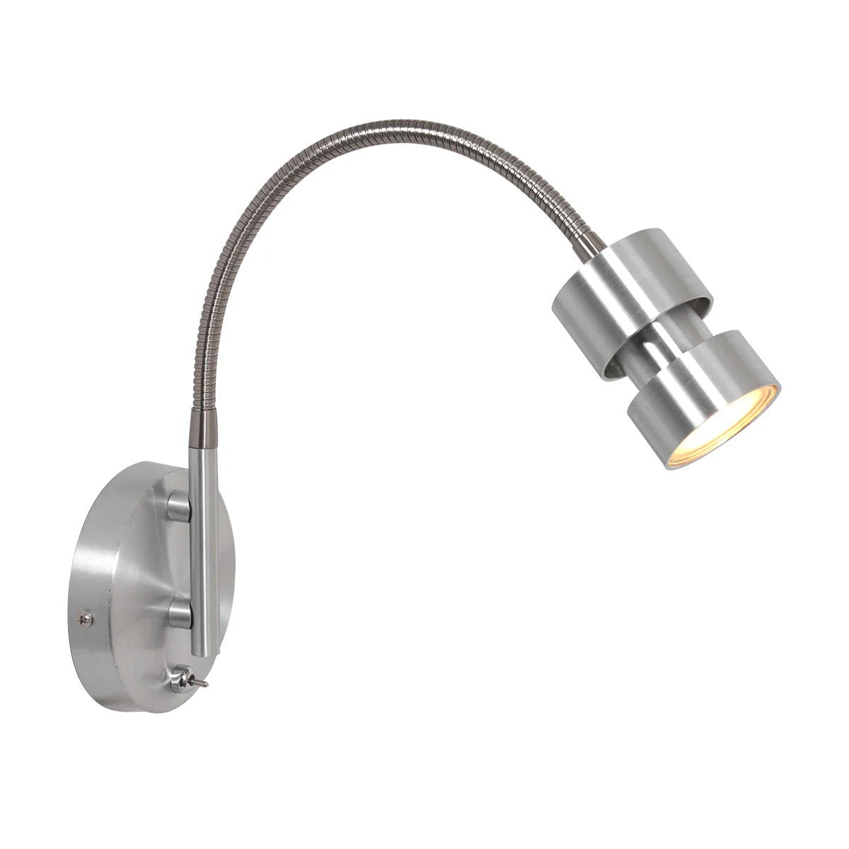 Applique murale en métal argenté avec tête orientable, H33 cm, intérieur