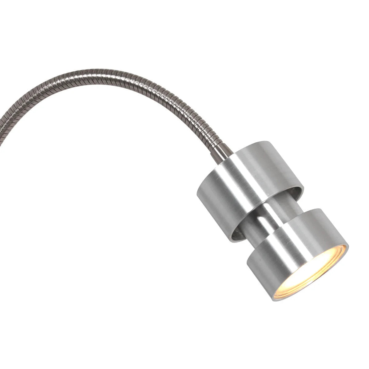 Lampe de bureau flexible en métal argenté pour intérieur avec tête orientable H33 cm