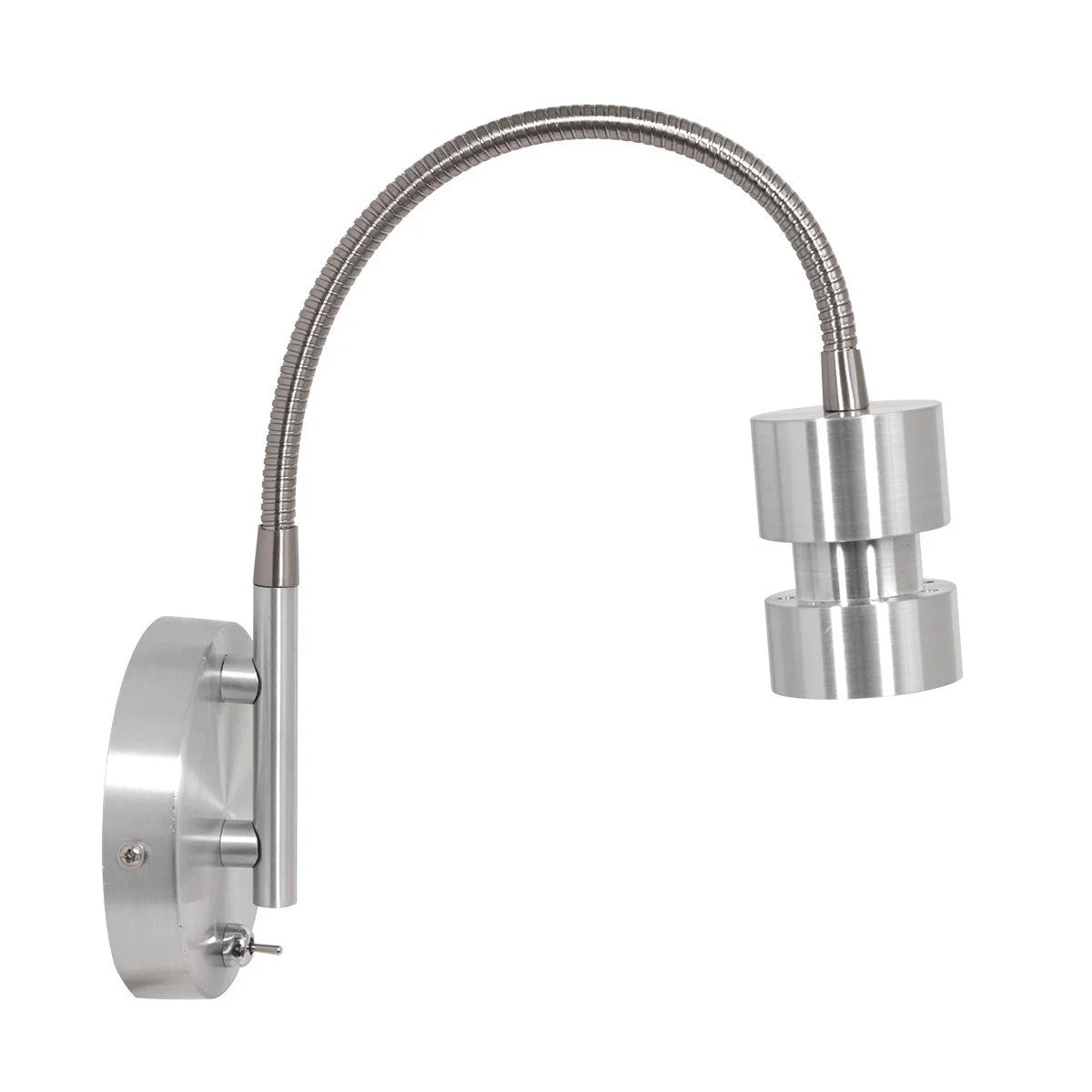 Applique murale en métal argenté avec tête orientable pour intérieur, H33 cm