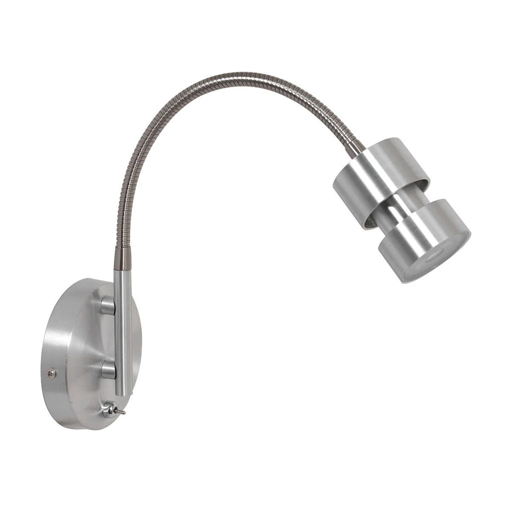 Applique murale en métal argenté avec tête orientable pour intérieur, H33 cm