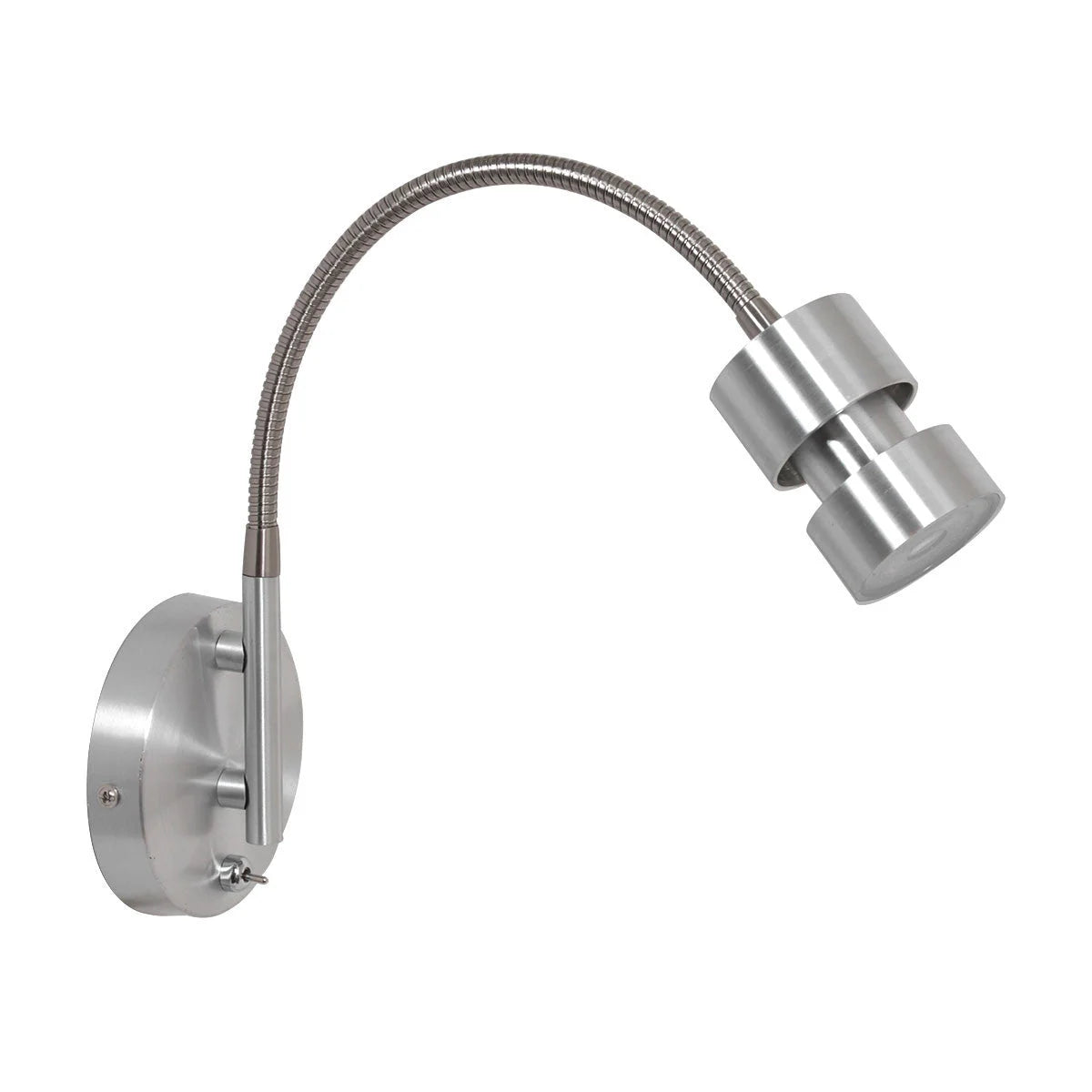 Applique murale en métal argenté avec tête orientable pour intérieur, H33 cm