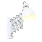 Applique murale en métal blanc chromé avec bras extensible accordéon, diamètre 12 cm