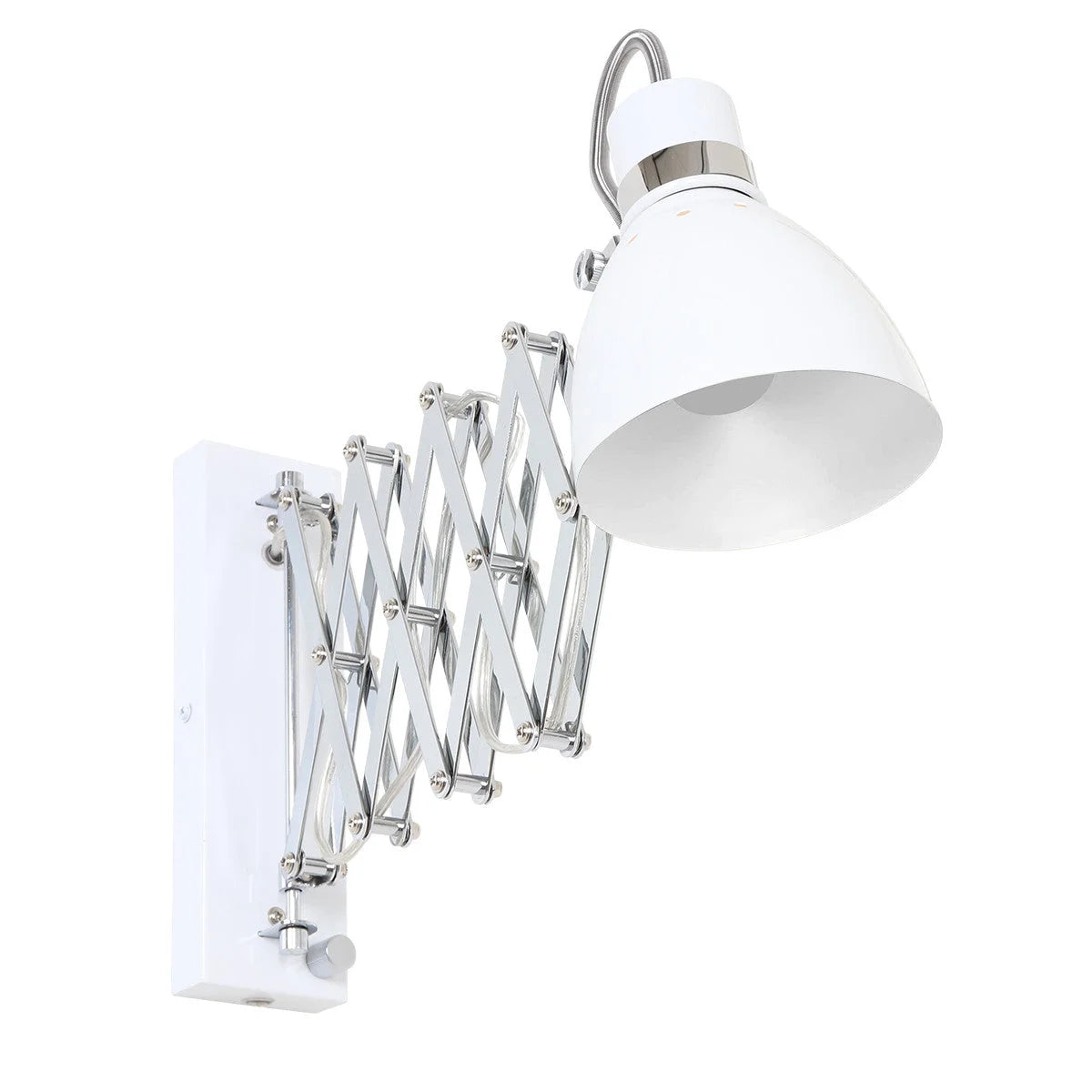 Applique murale en métal blanc chromé à bras extensible, diamètre 12 cm