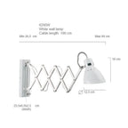 Applique murale en métal blanc chromé avec bras extensible, diamètre 12 cm