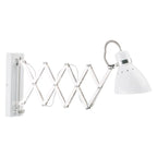 Applique murale en métal blanc chromé avec bras extensible accordéon Ø12 cm