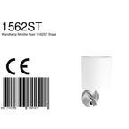 Applique murale en métal brossé et lin blanc avec liseuse LED intégrée sur un mur blanc