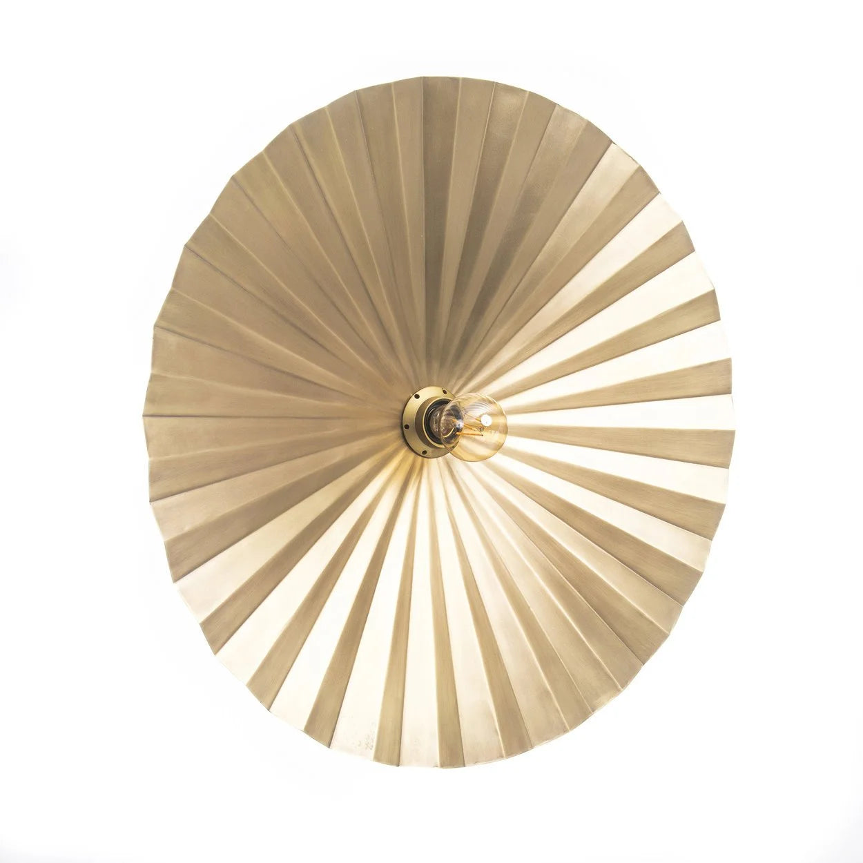 Applique murale en métal doré avec motif éventail rond, diamètre 60 cm