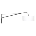 Applique murale en métal noir avec abat-jour blanc tissu, diamètre 50 cm