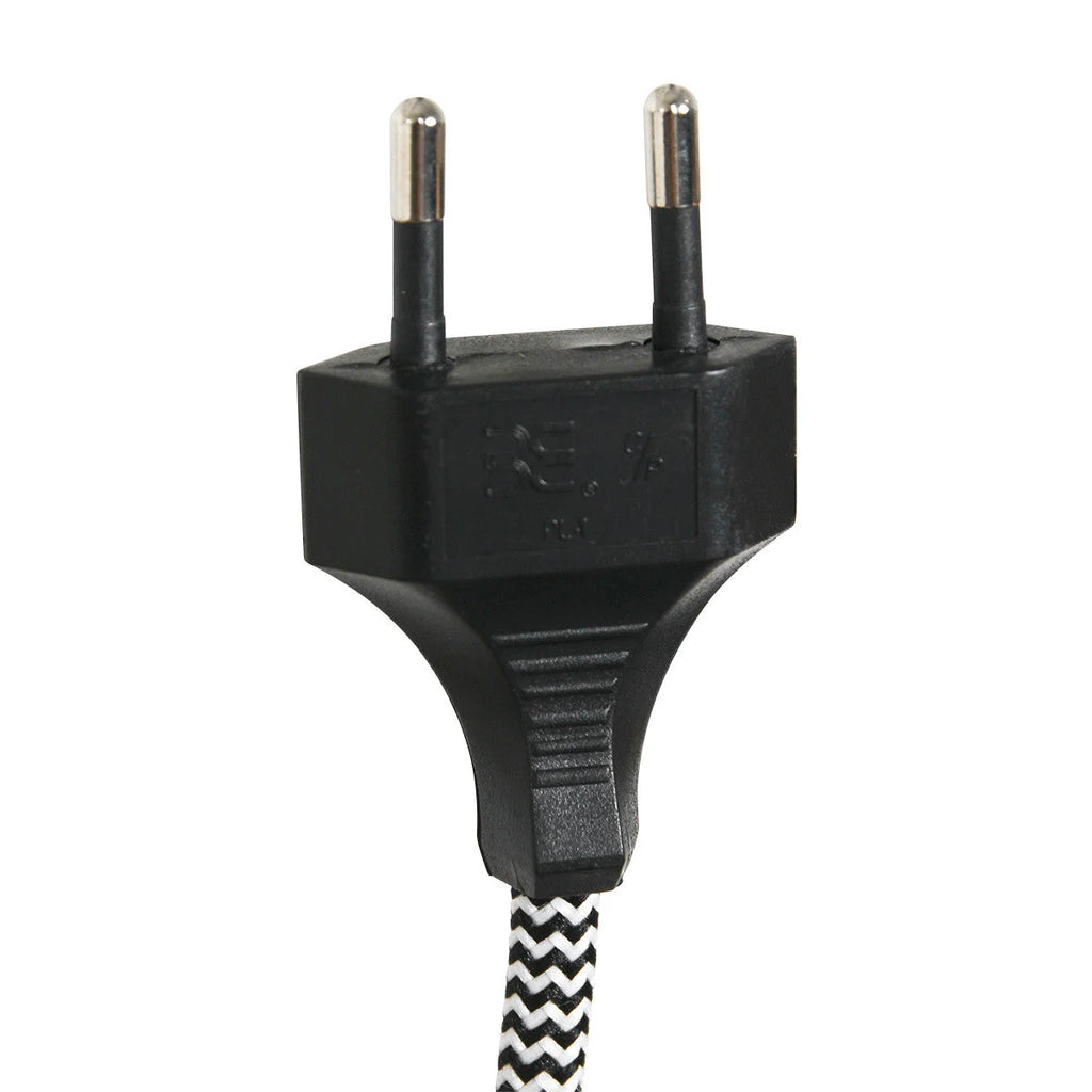 Prise électrique noire de style européen avec câble tressé pour luminaire mural en métal