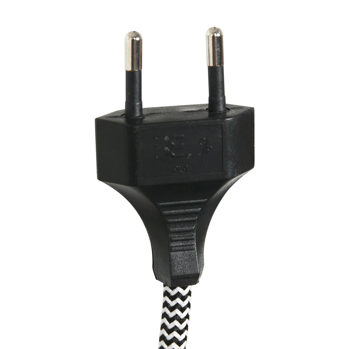Prise électrique noire de style européen avec câble tressé pour luminaire mural en métal