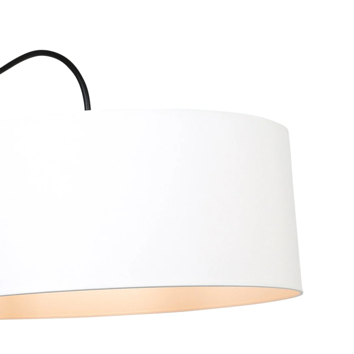 Abat-jour blanc en tissu avec bras noir pour applique murale en métal noir Ø50 cm