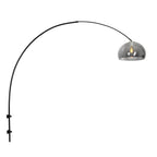 Lampadaire avec abat-jour en verre fumé ajustable et structure en métal noir