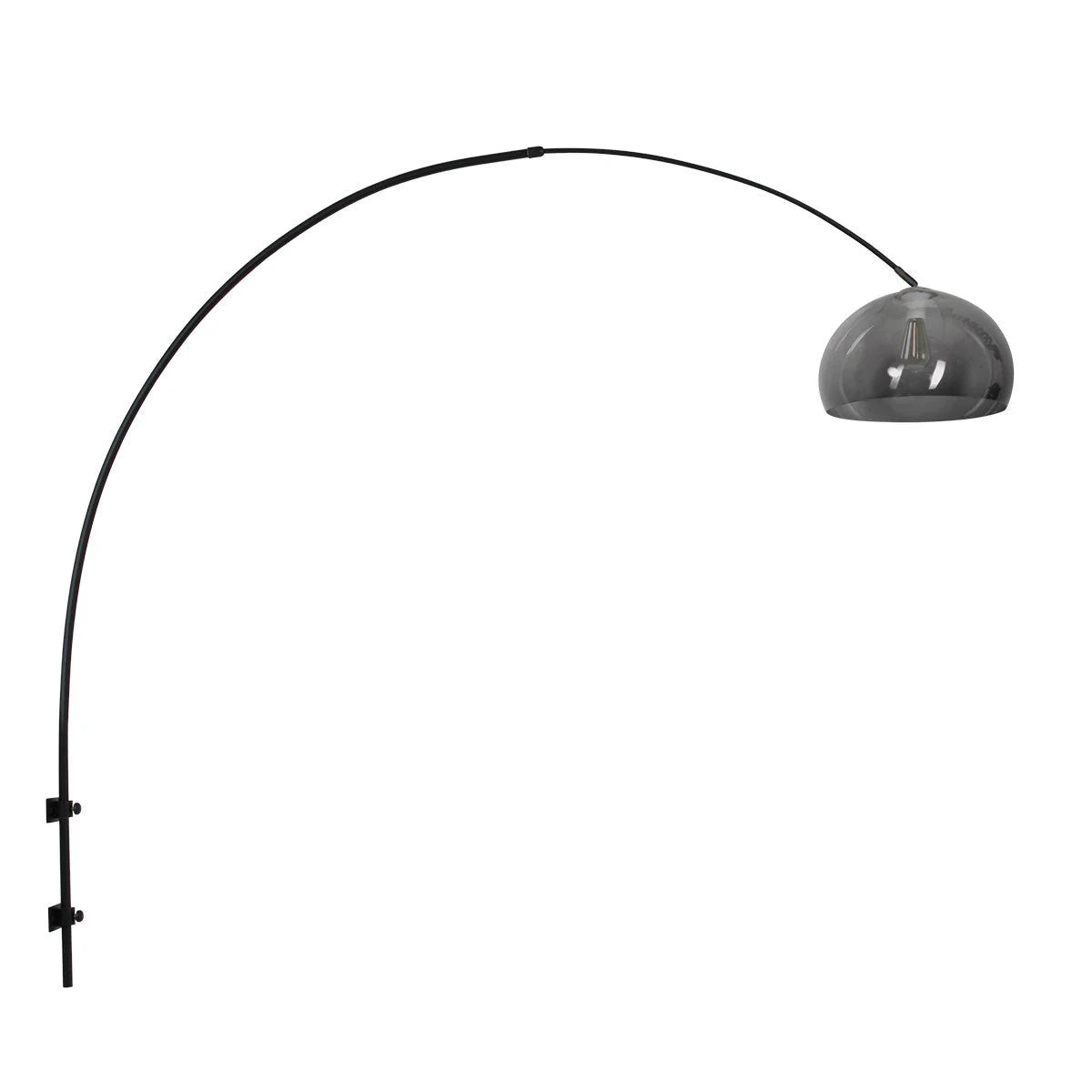 Lampe de sol noire arqué avec abat-jour en verre fumé ajustable Design moderne