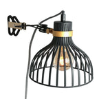 Applique murale en métal noir avec cage en métal et bras articulé avec détails dorés
