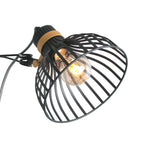 Applique murale en métal noir avec lampadaire cage métallique et bulb visible