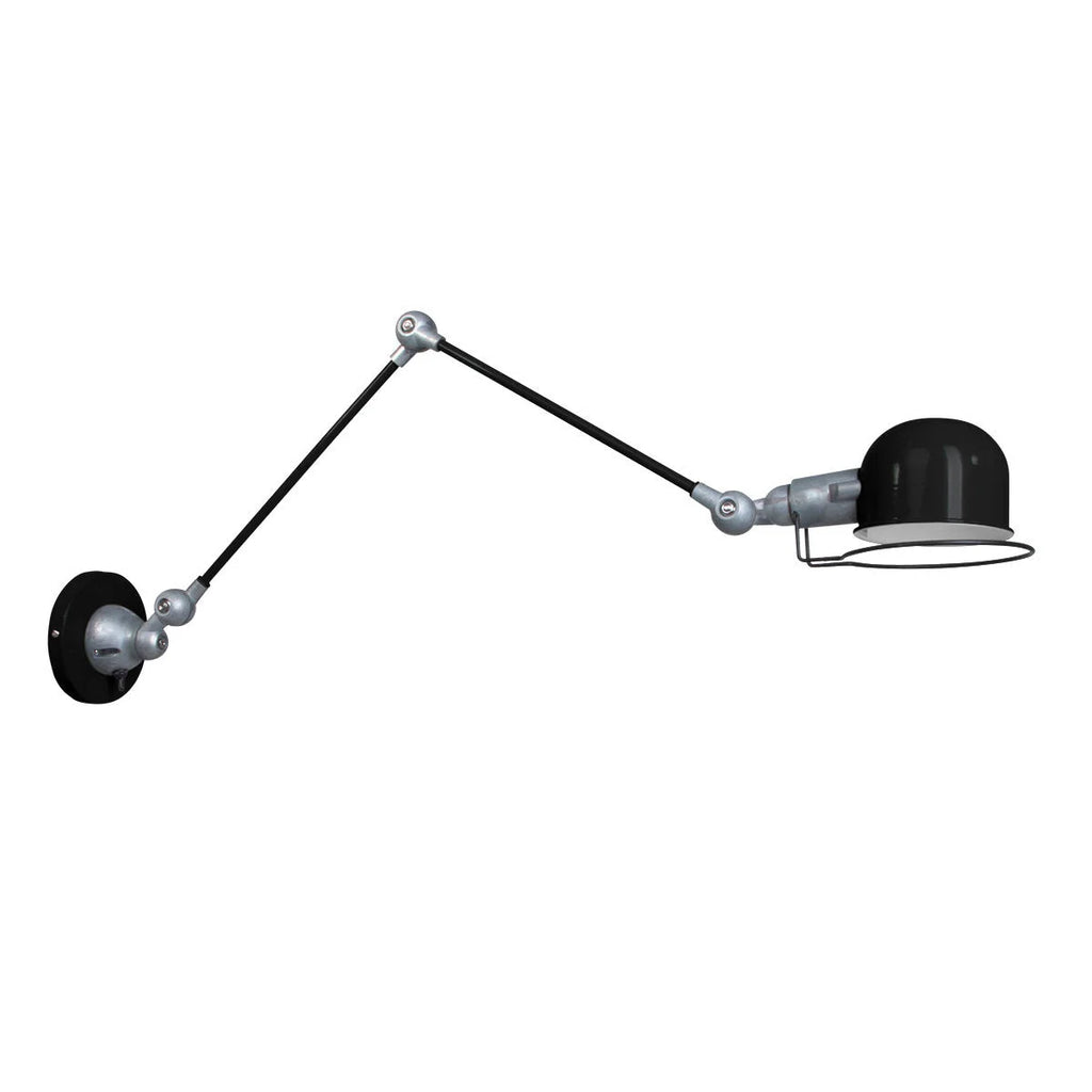 Applique murale en métal noir et argent, bras articulé orientable, Ø10,5 cm