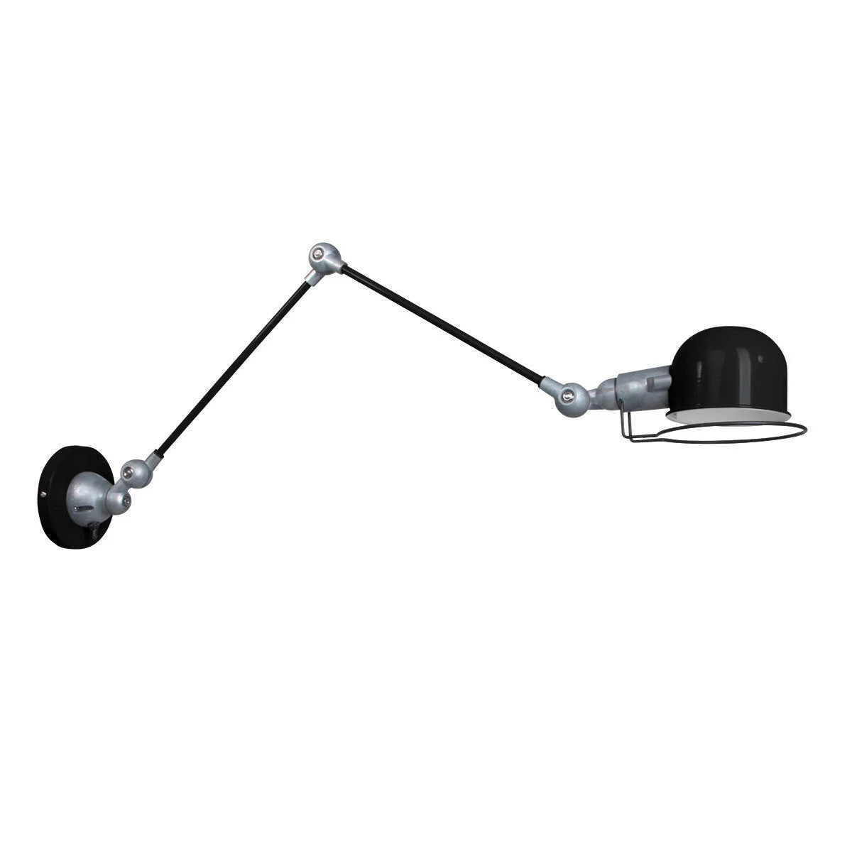 Applique murale en métal noir et argent, bras articulé orientable, Ø10,5 cm