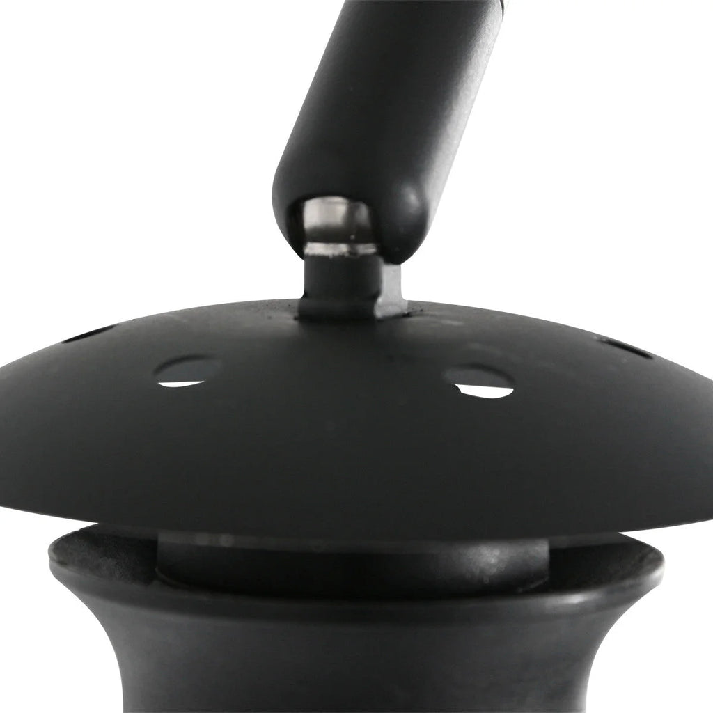 Support en métal noir pour hookah avec bras incurvé et abat-jour blanc Ø40 cm