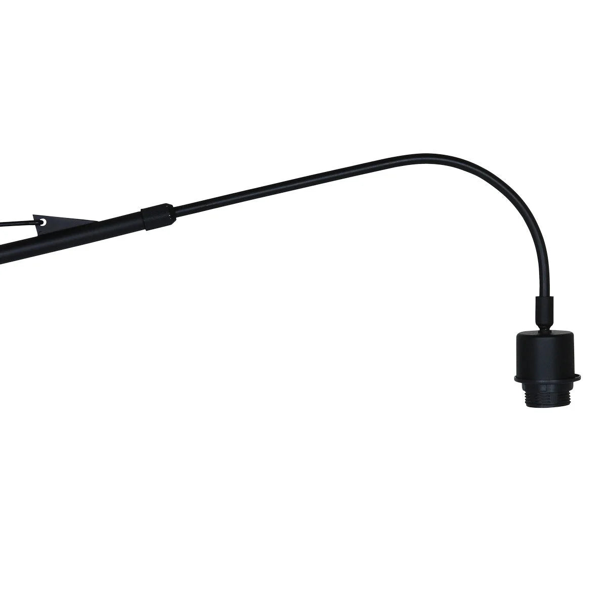 Applique murale en métal noir avec bras long orientable et abat-jour en fibres naturelles