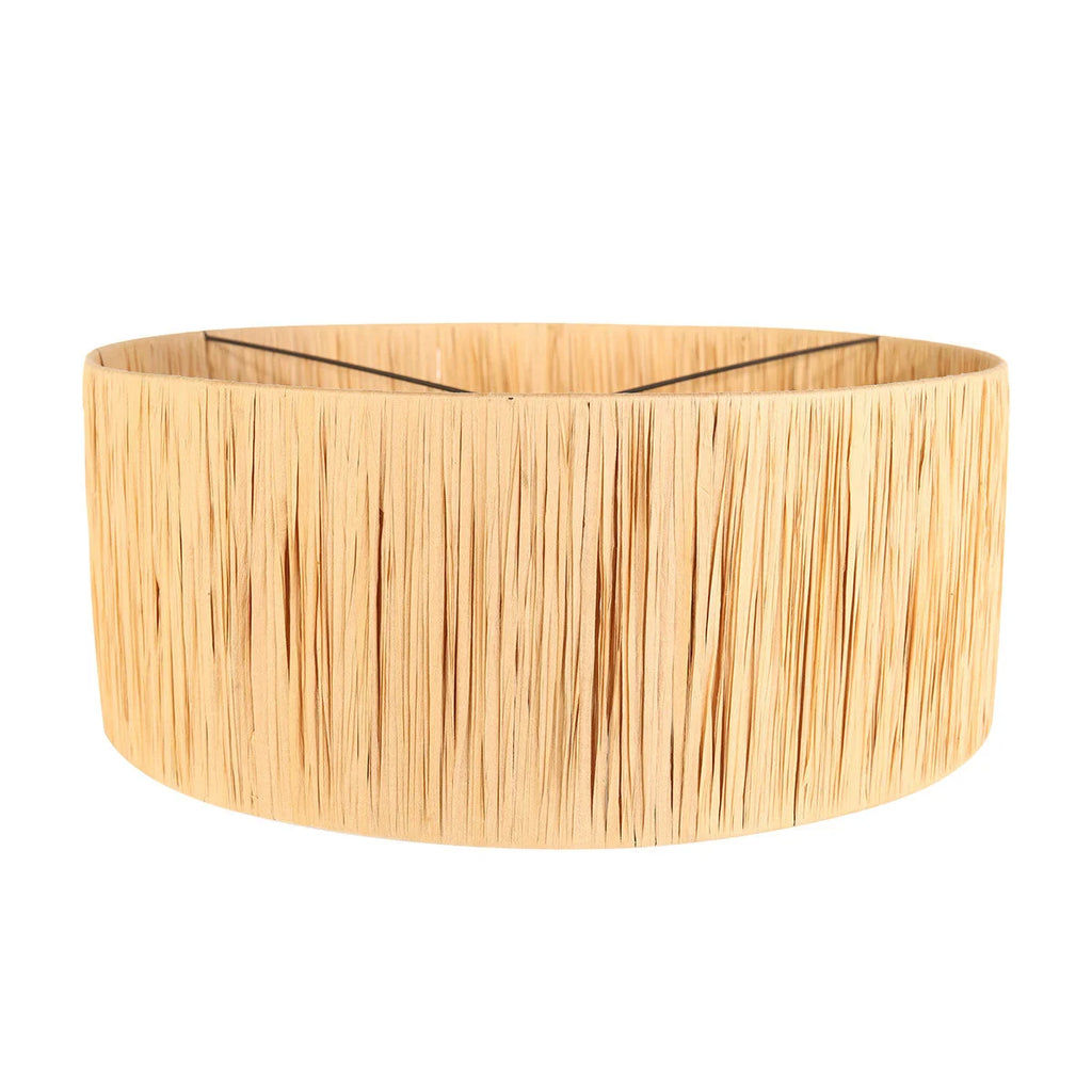 Abat-jour cylindrique en fibres naturelles pour applique murale en métal noir