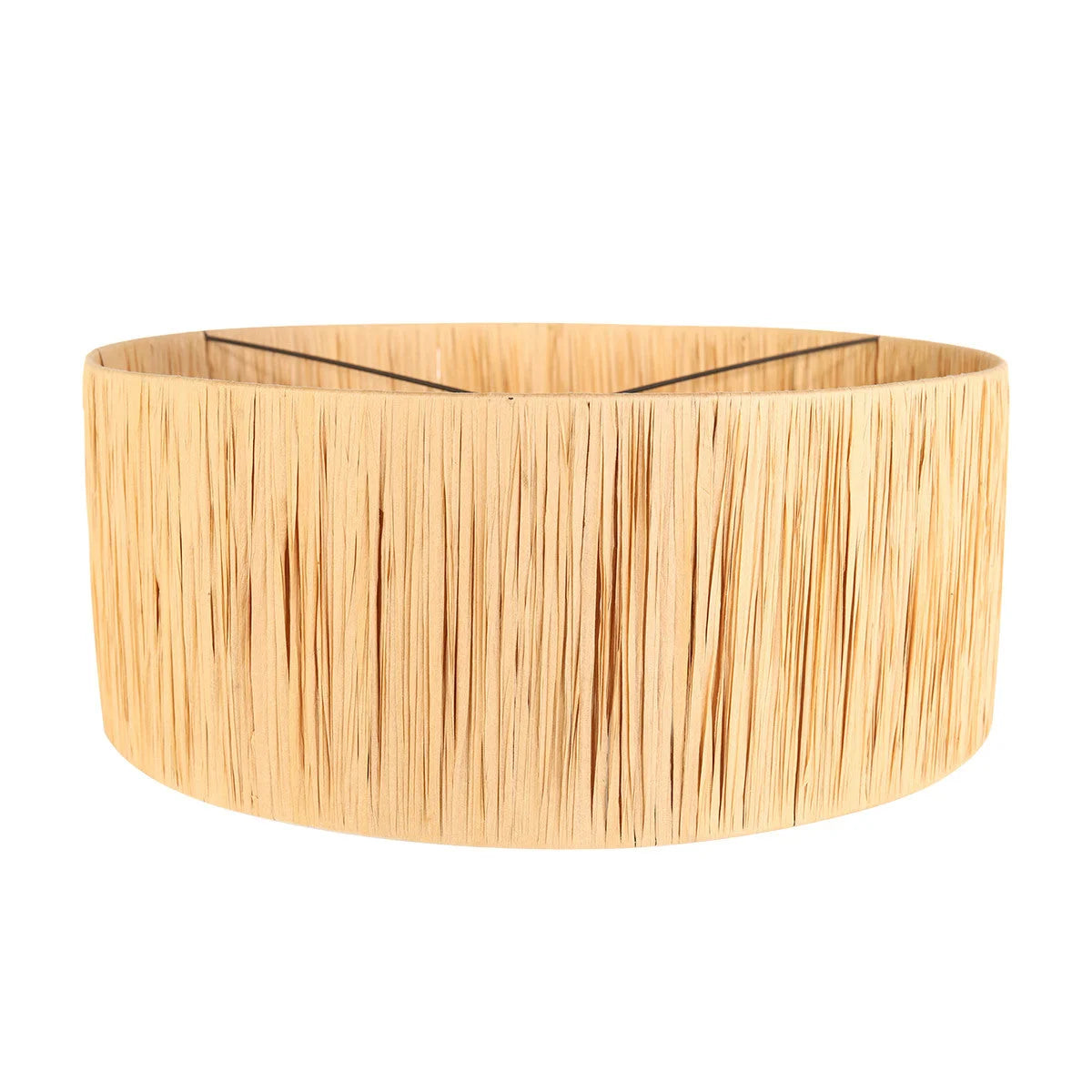 Abat-jour cylindrique en fibres naturelles pour applique murale en métal noir