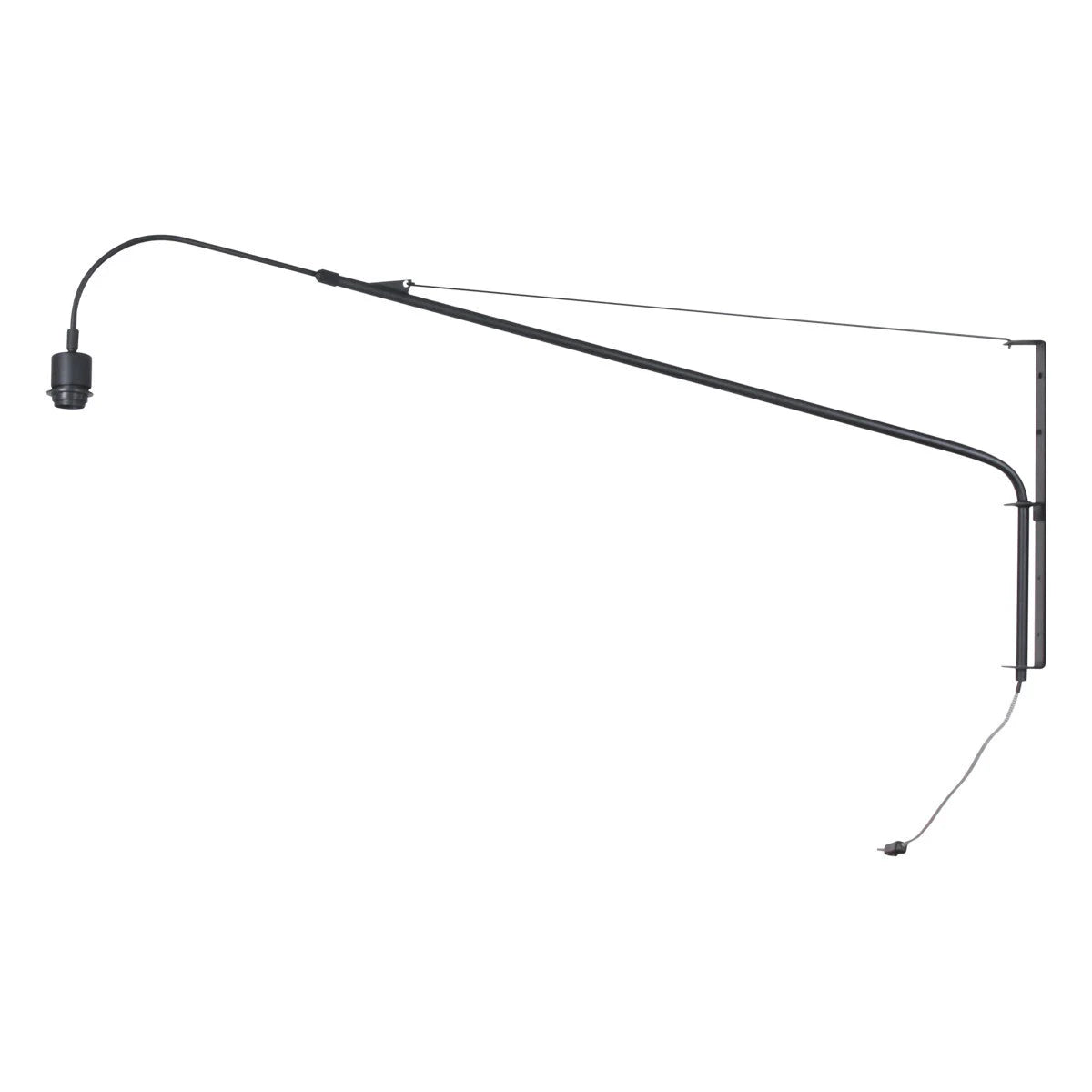 Lampe de bureau murale noire ajustable avec bras flexible et abat-jour en fibres naturelles