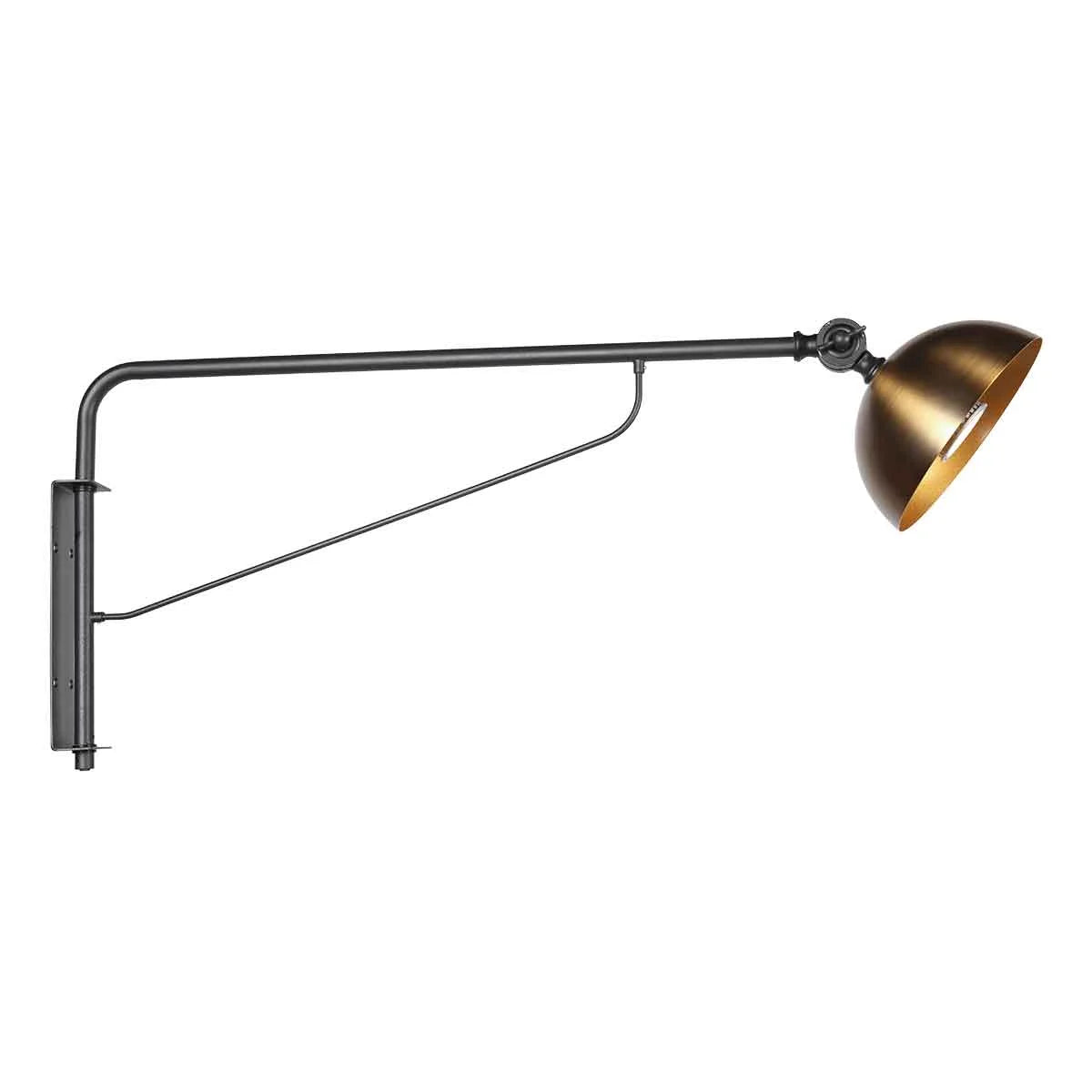 Applique murale en métal bronze et noir à bras articulé, longueur 68 cm
