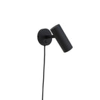 Applique murale en métal noir cylindrique avec cordon, hauteur 22 cm