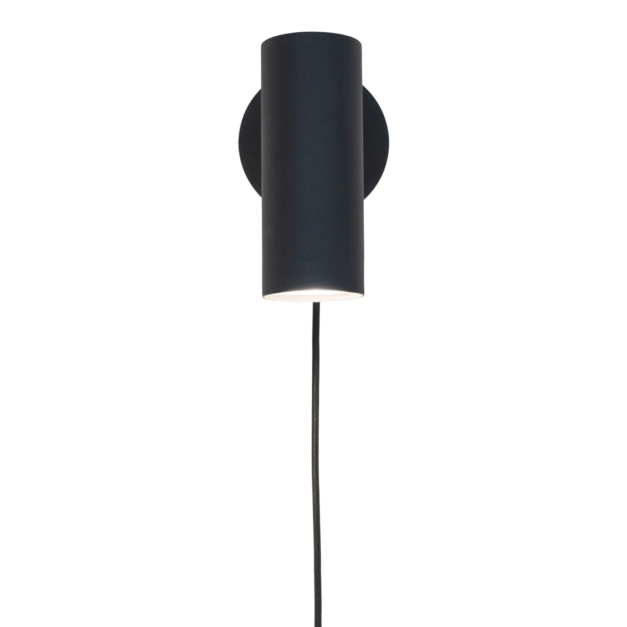 Applique murale en métal noir avec cordon et cylindre de style sconce mural noir