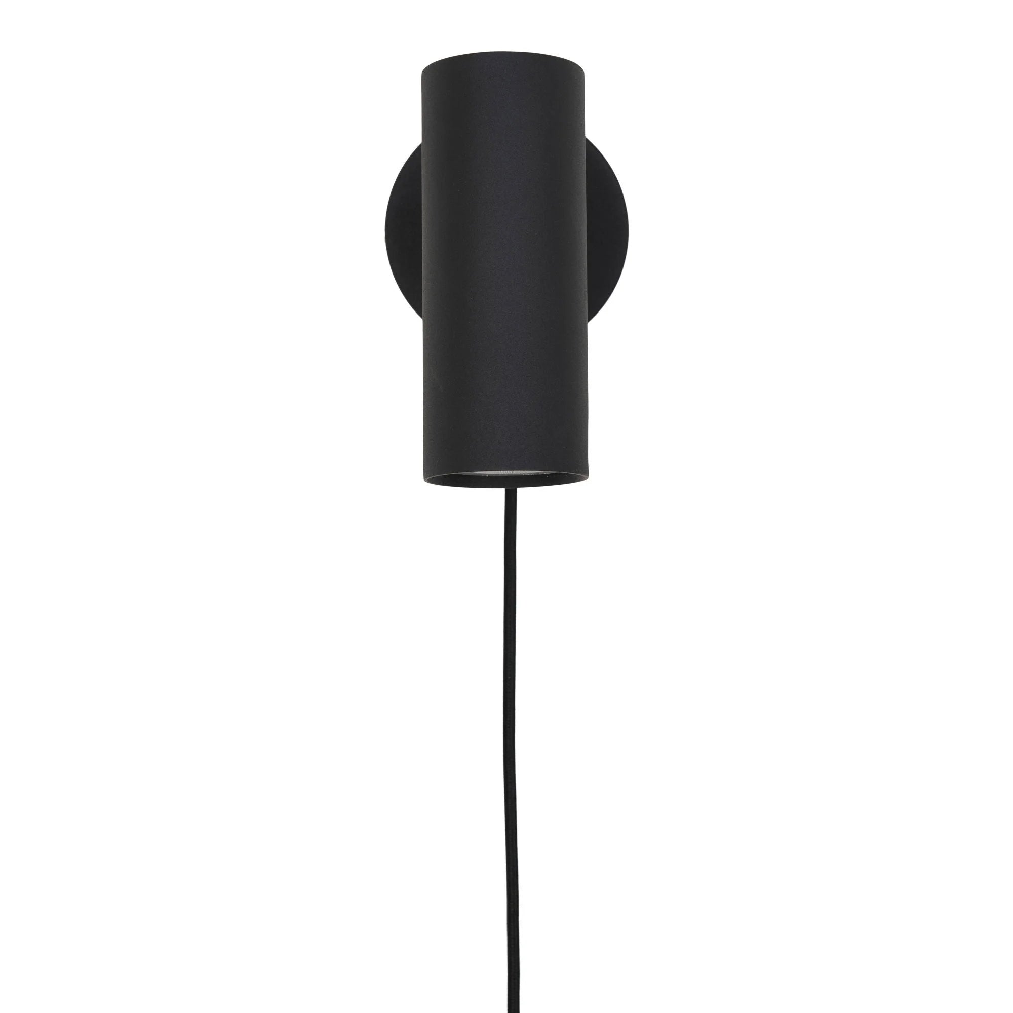 Applique murale en métal noir avec cylindre mural, H22 cm, modern design