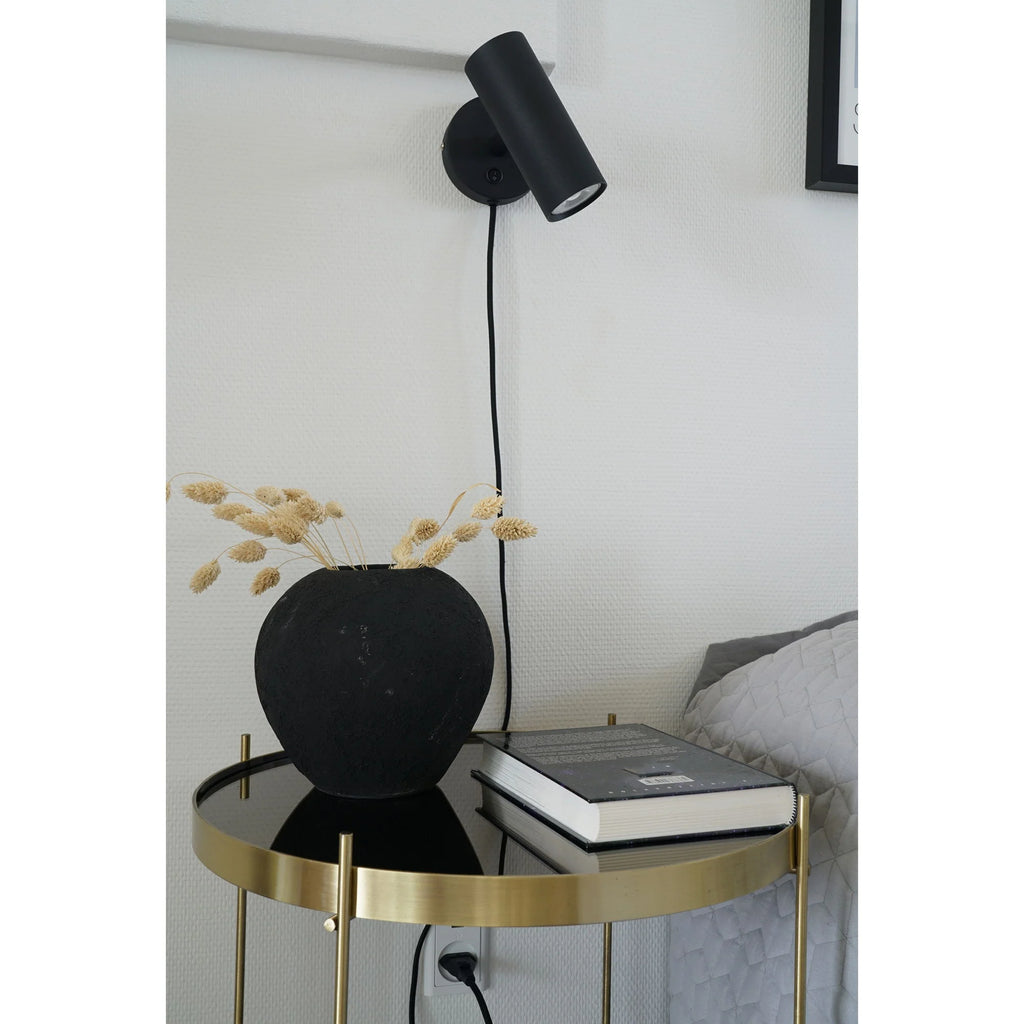 Projecteur mural en métal noir avec cordon, hauteur H22 cm, moderne et élégant