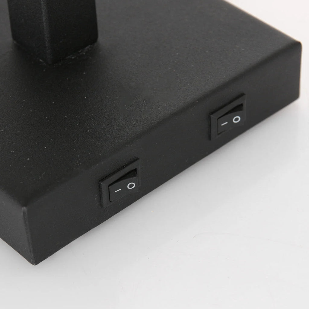 Base de lampe noire avec deux interrupteurs pour l’applique murale en métal noir