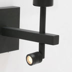 Applique murale en métal noir avec liseuse LED orientable, Spotlight pour éclairage contemporain