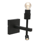 Applique murale métal noir avec deux sources lumineuses et liseuse intégrée