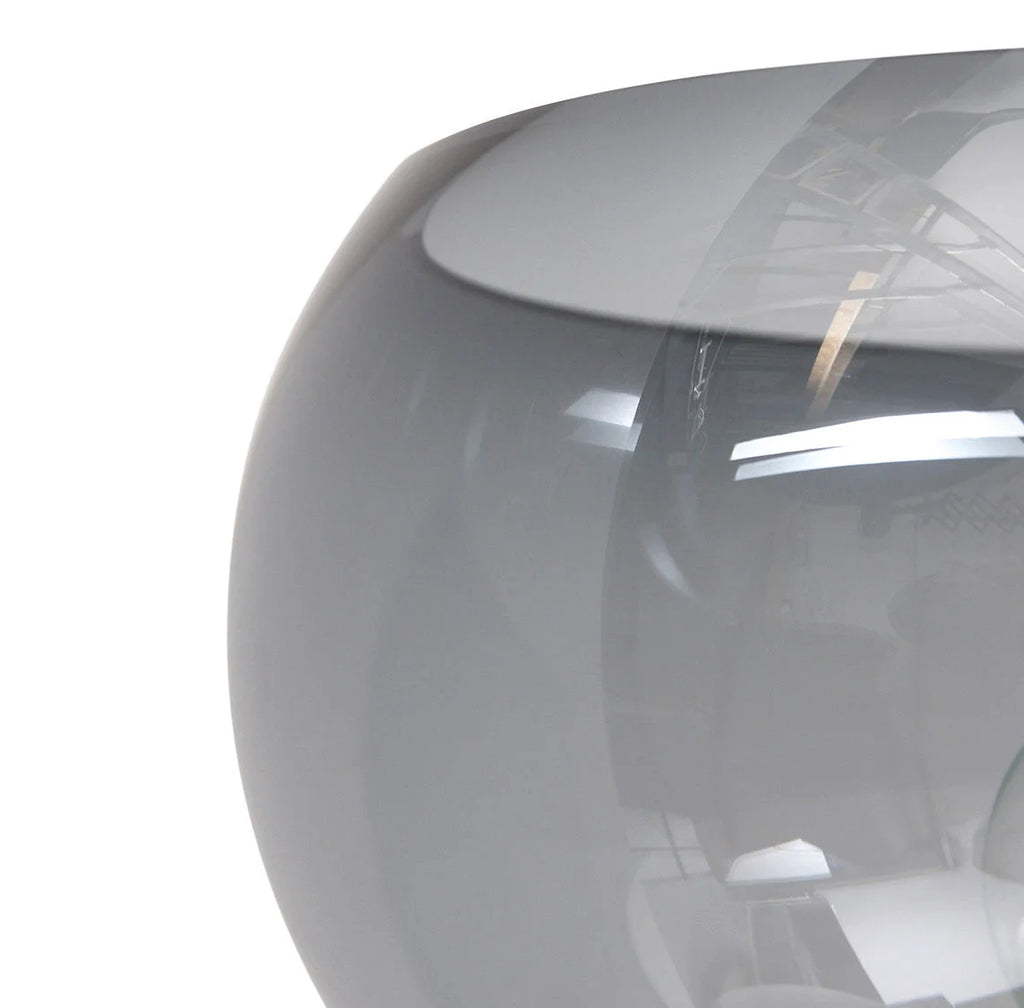 Bol en verre gris pour applique murale en métal noir et verre fumé avec 2 lumières orientables