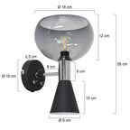 Applique murale en métal noir et verre fumé avec deux lumières orientables