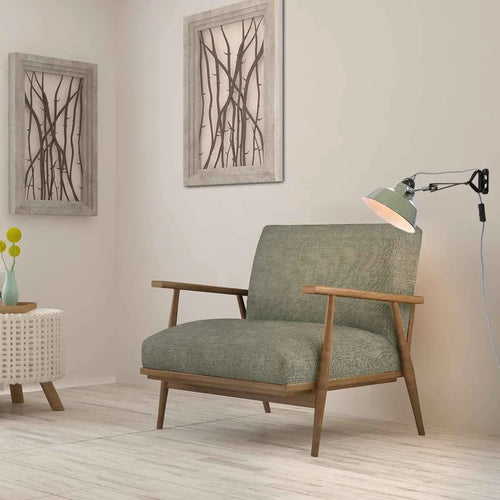 Fauteuil en tissu vert mat pour décoration intérieure élégante