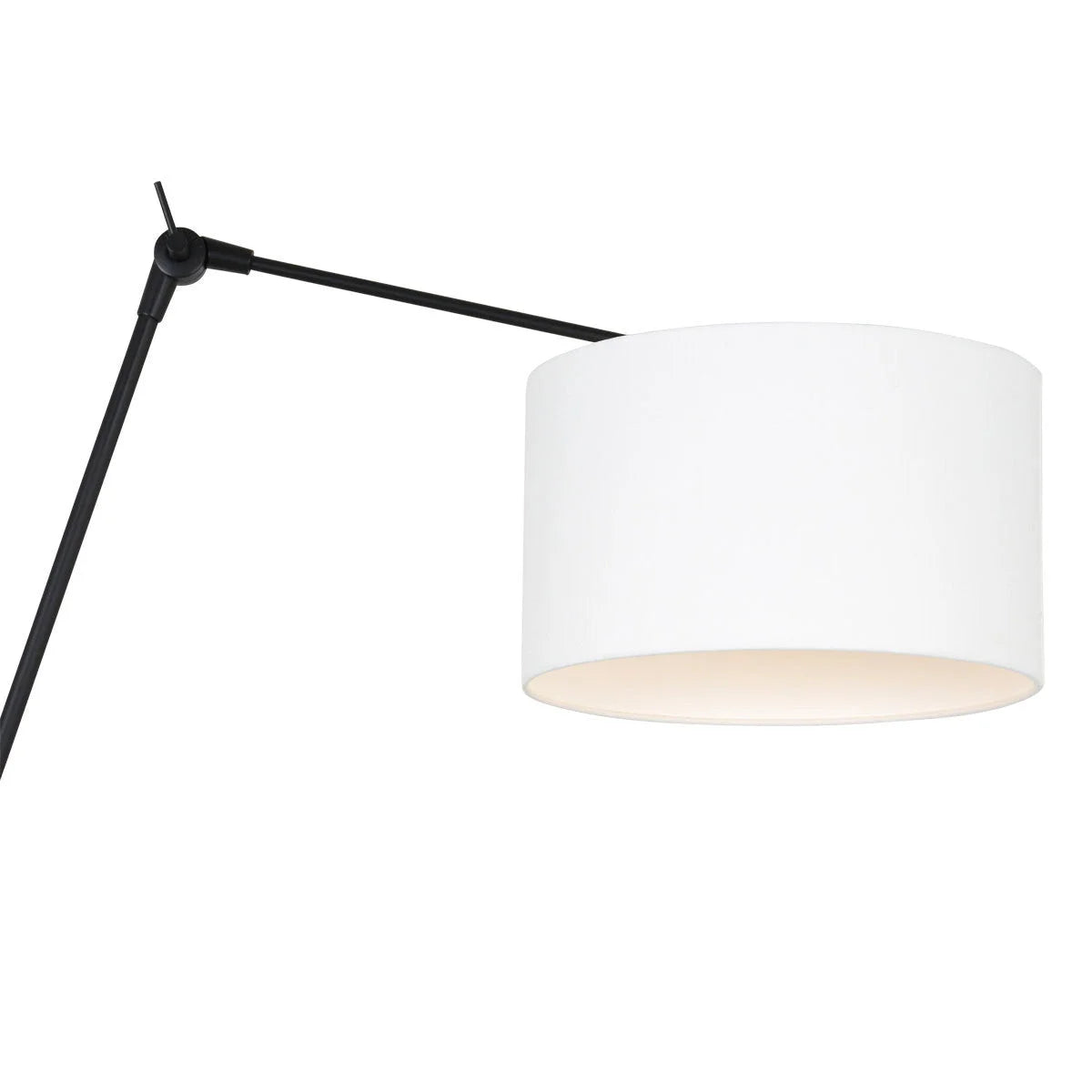 Lampe murale noire ajustable avec abat-jour blanc en lin, diamètre 30 cm