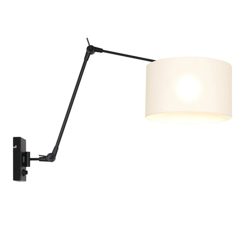 Applique murale noir mat avec abat-jour blanc ajustable, diamètre 30 cm