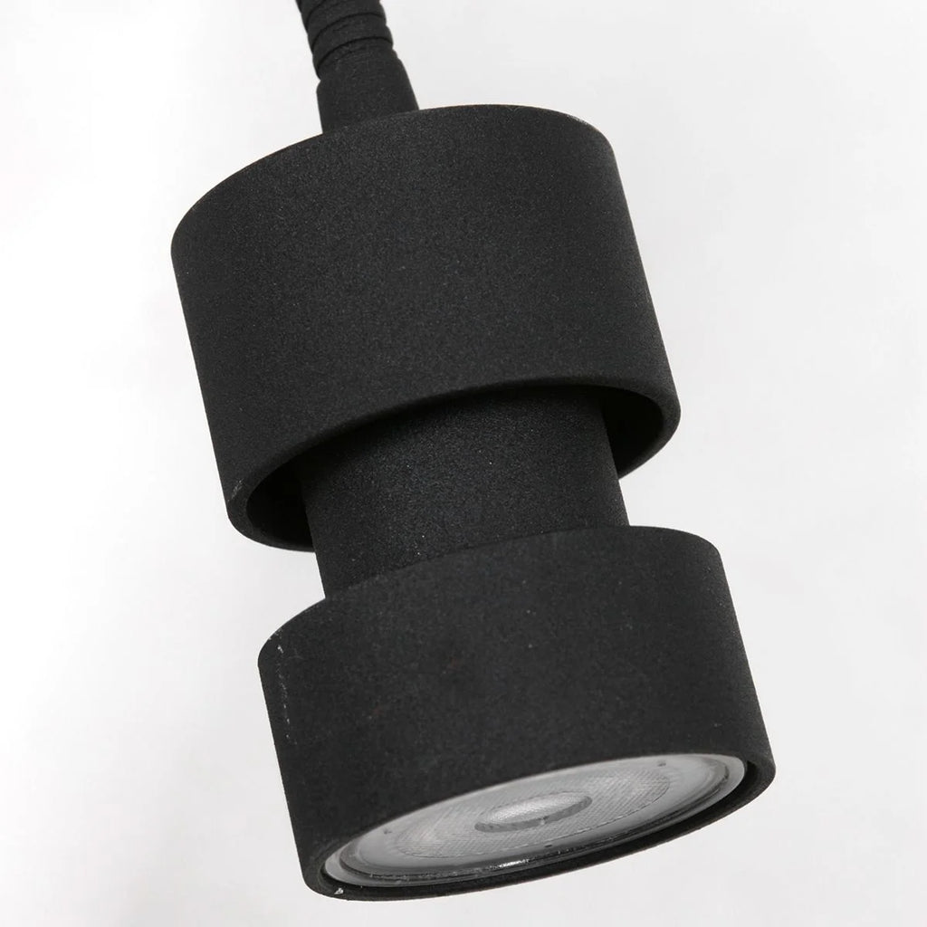 Lampadaire noir en métal avec bras orientable et interrupteur intégré